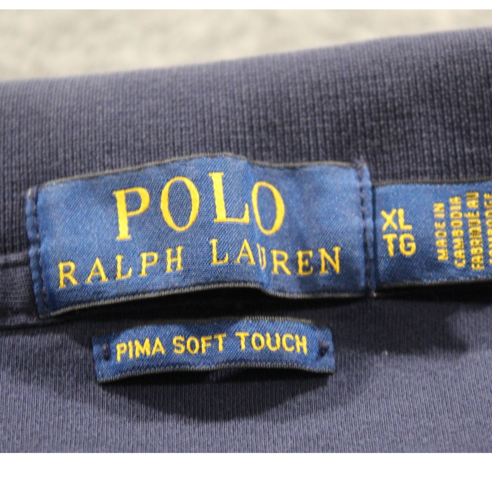 Polo Ralph Lauren Mens Navy Blue Pima Soft Touch Polo Shirt Size XL - Picture 4 of 9